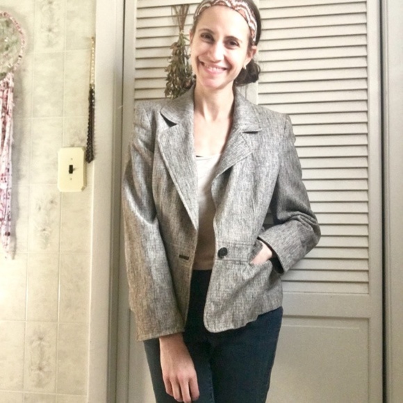 {Ellen Tracy for Saks} Grey Tweed Career Blazer, 4 - Picture 2 of 8